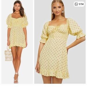 Faithfull the Brand Yellow Floral Mini Dress